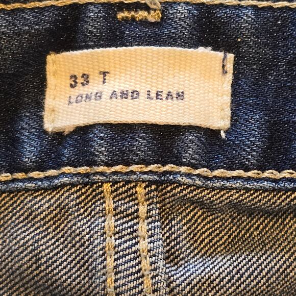 Gap 1969 Jeans Womens 33 Tall Blue Long & Lean Straight Leg Mid-Rise Raw Hem - Picture 3 of 12